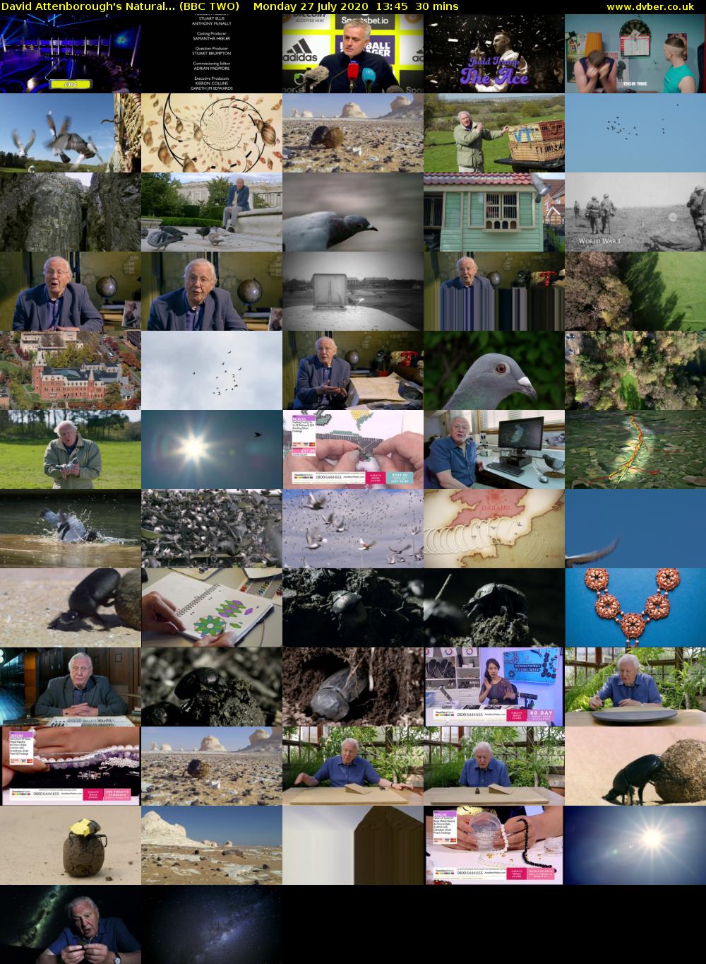 David Attenborough's Natural... (BBC TWO) Monday 27 July 2020 13:45 - 14:15