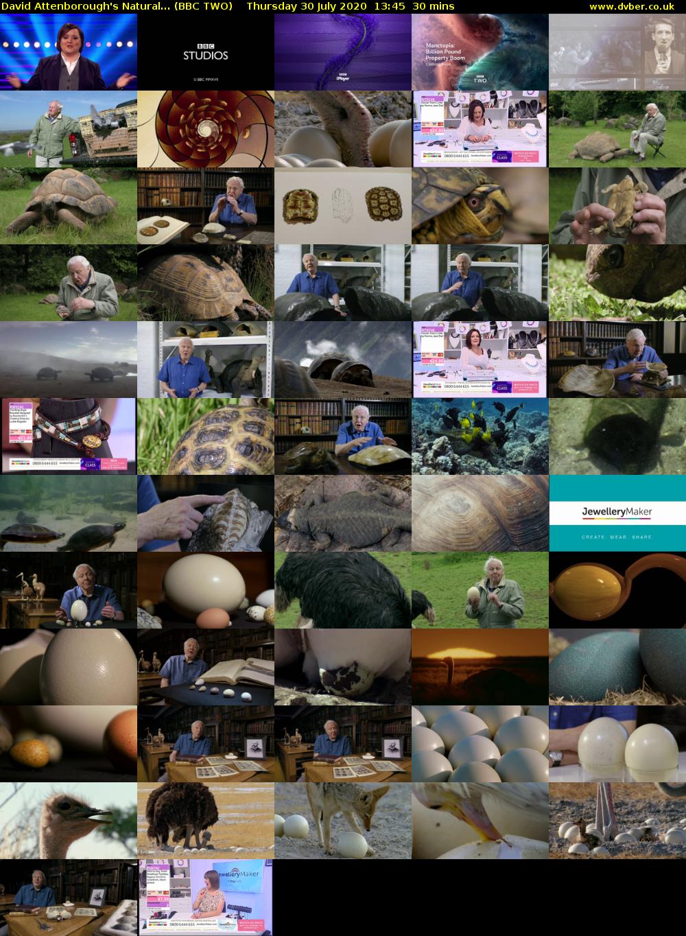 David Attenborough's Natural... (BBC TWO) Thursday 30 July 2020 13:45 - 14:15