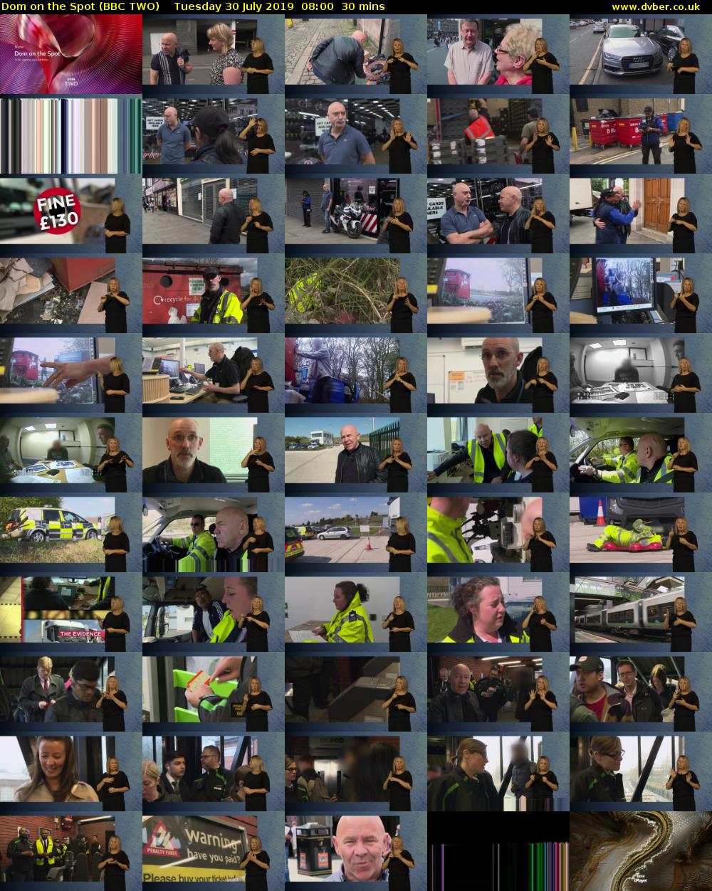Dom on the Spot (BBC TWO) Tuesday 30 July 2019 08:00 - 08:30