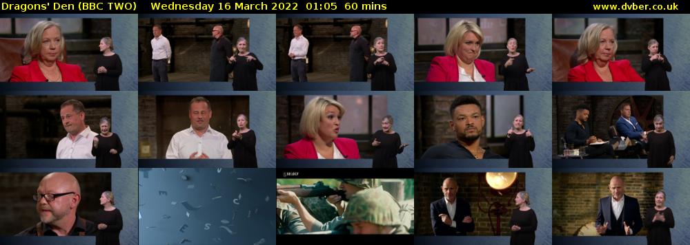Dragons' Den (BBC TWO) Wednesday 16 March 2022 01:05 - 02:05