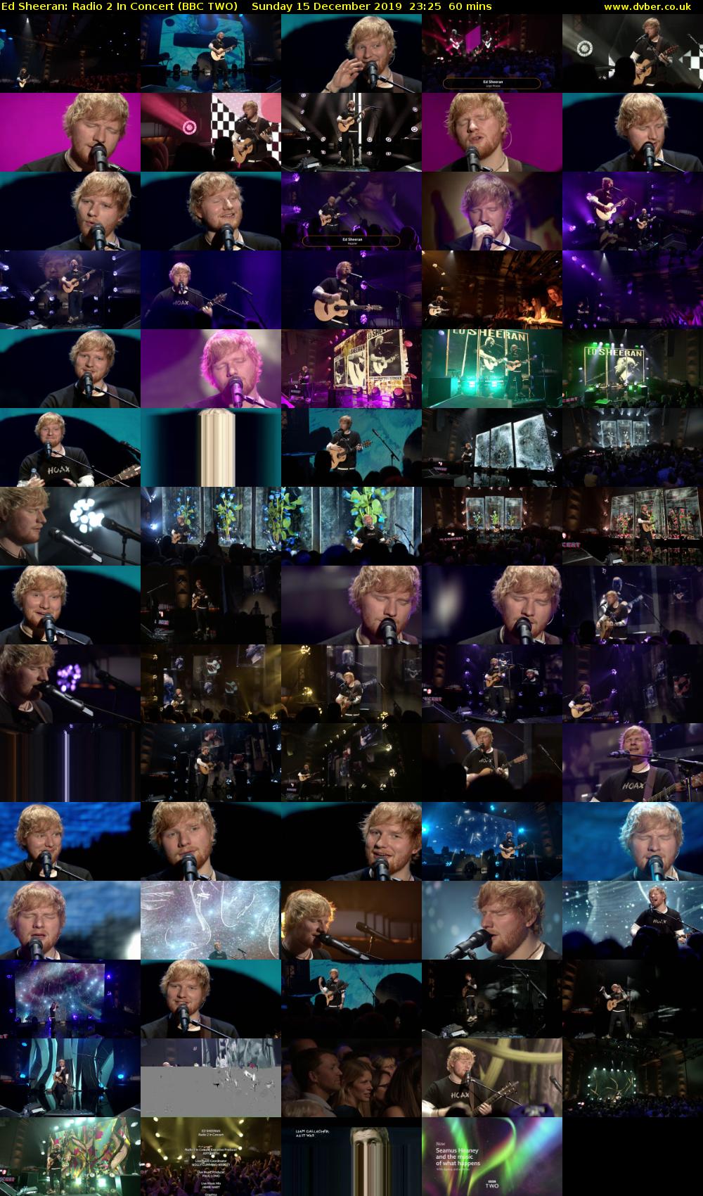 Ed Sheeran: Radio 2 In Concert (BBC TWO) Sunday 15 December 2019 23:25 - 00:25