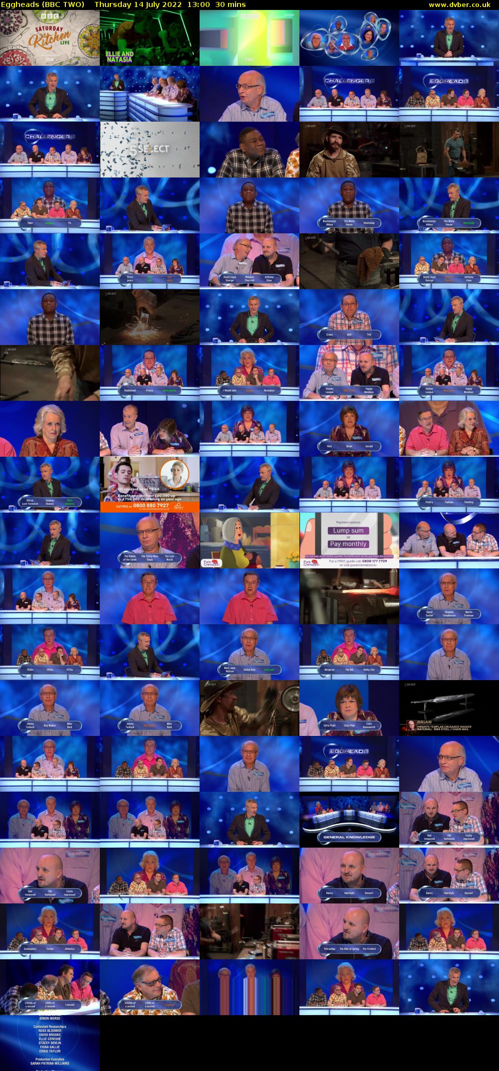 Eggheads (BBC TWO) Thursday 14 July 2022 13:00 - 13:30