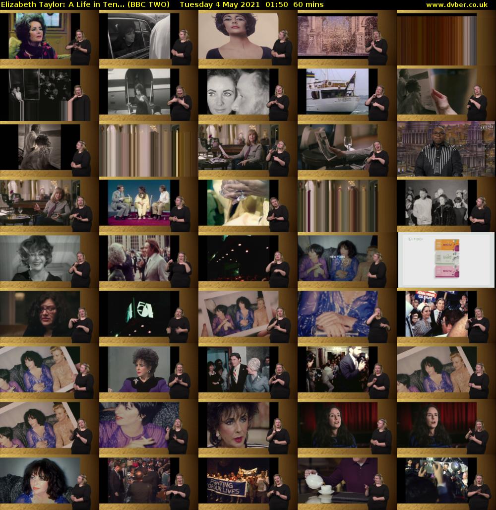 Elizabeth Taylor: A Life in Ten... (BBC TWO) Tuesday 4 May 2021 01:50 - 02:50