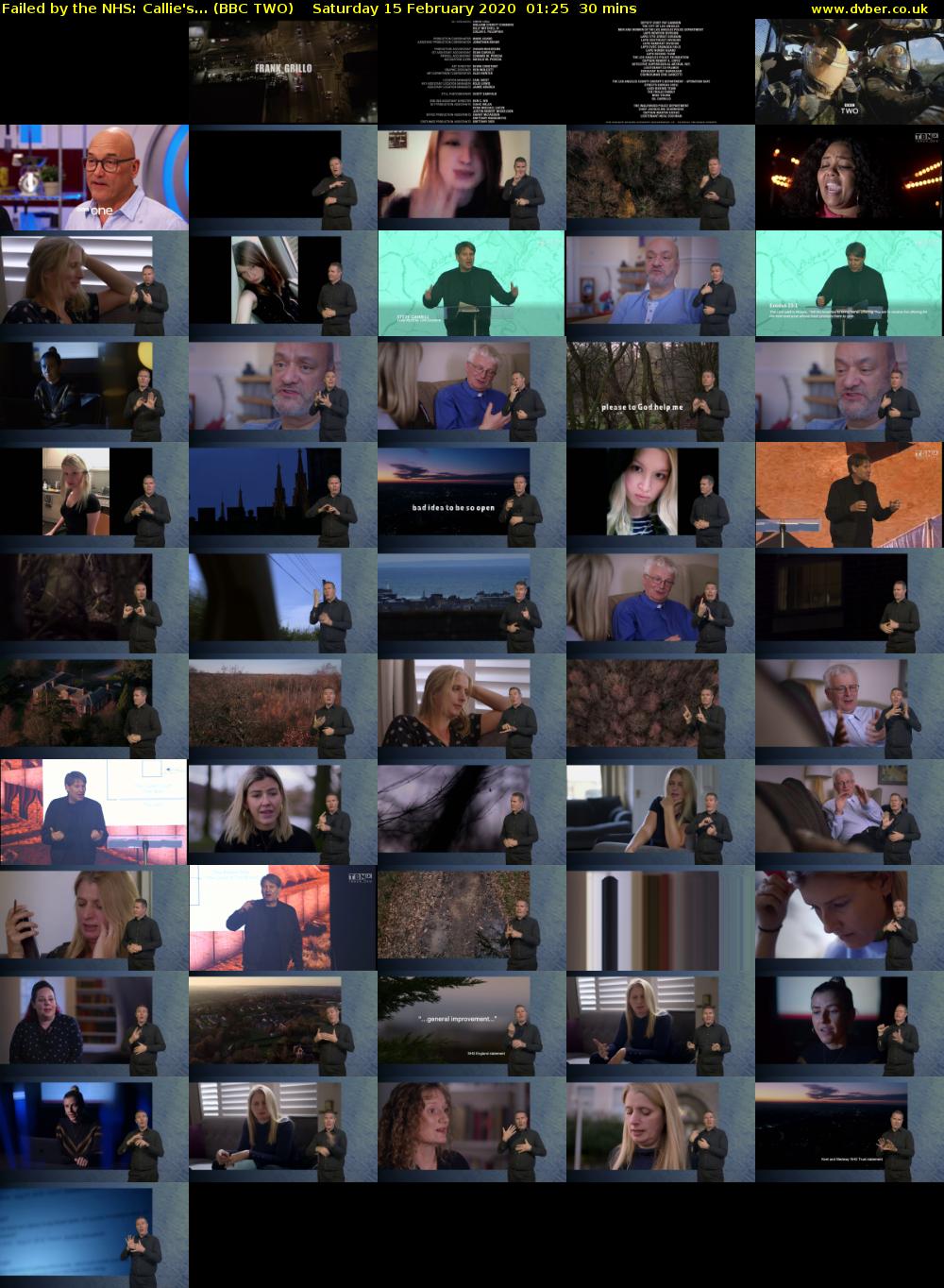 Failed by the NHS: Callie's... (BBC TWO) Saturday 15 February 2020 01:25 - 01:55
