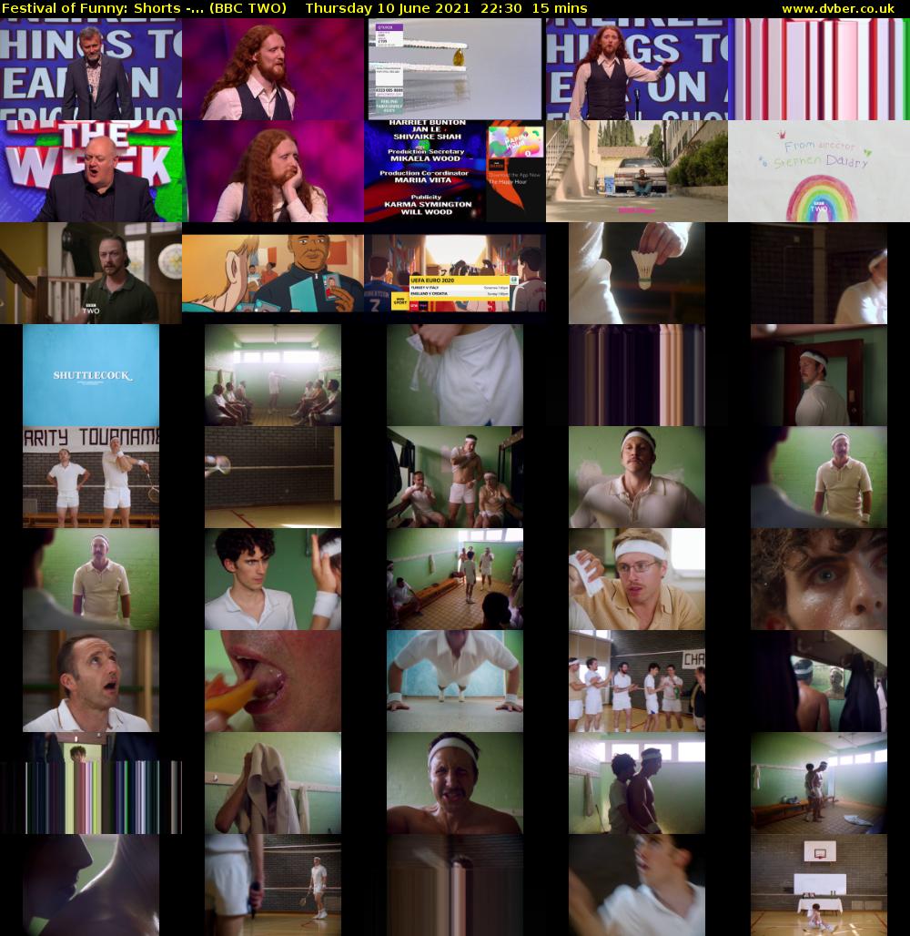 Festival of Funny: Shorts -... (BBC TWO) Thursday 10 June 2021 22:30 - 22:45