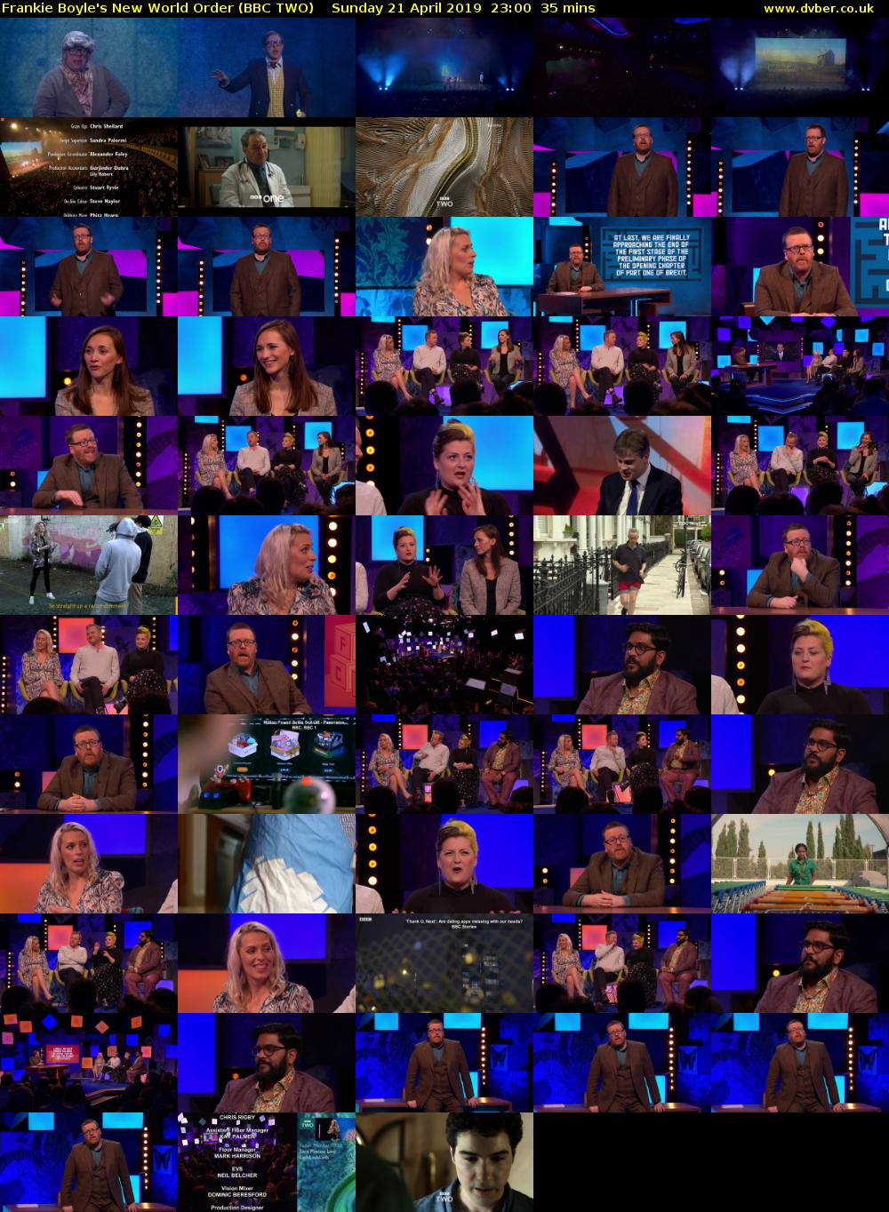 Frankie Boyle's New World Order (BBC TWO) Sunday 21 April 2019 23:00 - 23:35