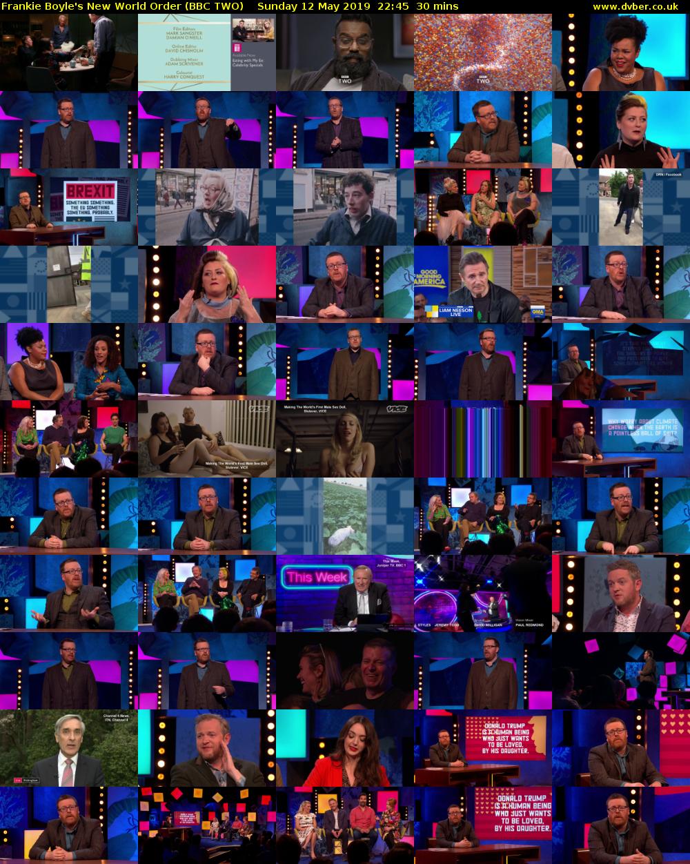 Frankie Boyle's New World Order (BBC TWO) Sunday 12 May 2019 22:45 - 23:15