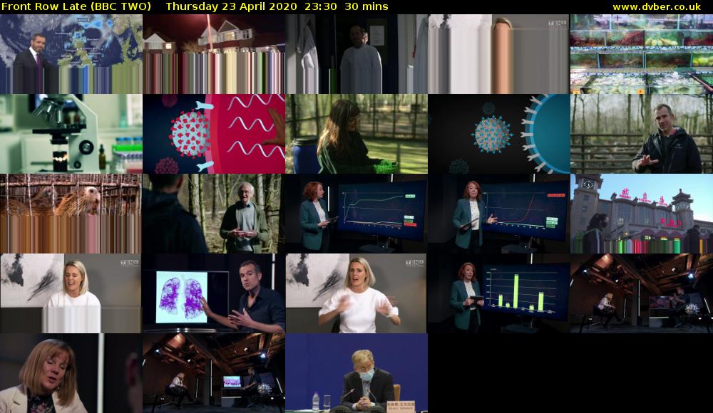 Front Row Late (BBC TWO) Thursday 23 April 2020 23:30 - 00:00