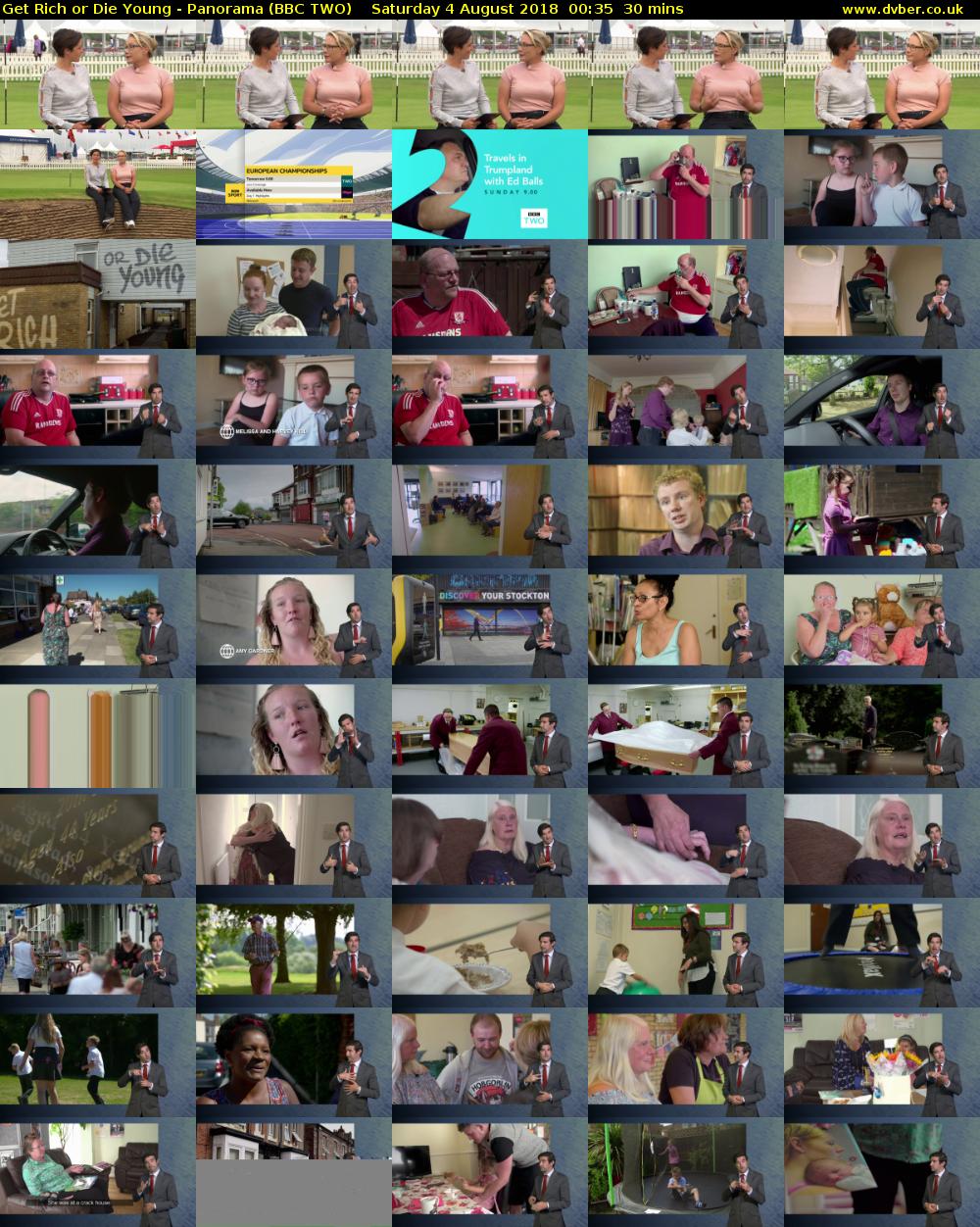 Get Rich or Die Young - Panorama (BBC TWO) Saturday 4 August 2018 00:35 - 01:05