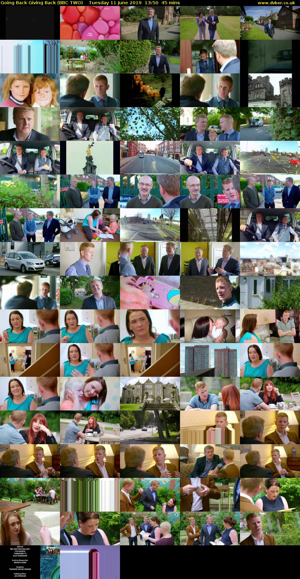 Going Back Giving Back (BBC TWO) Tuesday 11 June 2019 13:50 - 14:35