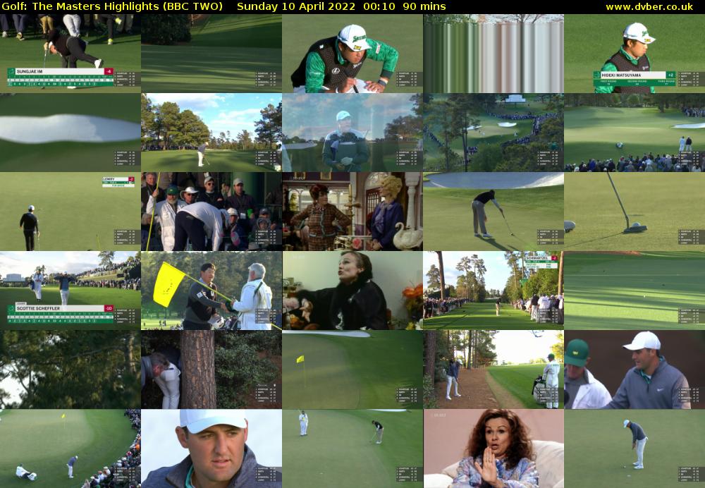 Golf: The Masters Highlights (BBC TWO) Sunday 10 April 2022 00:10 - 01:40