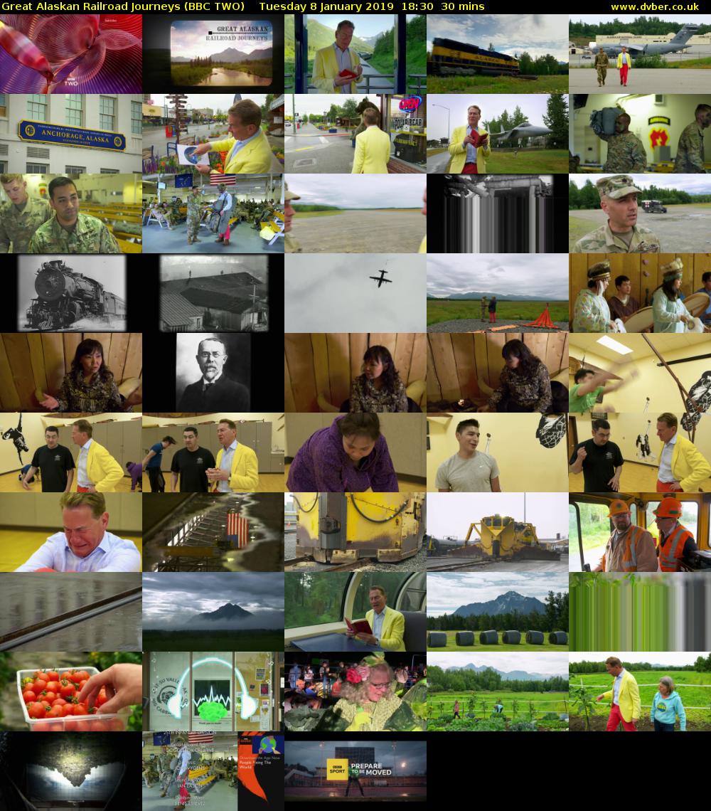 Great Alaskan Railroad Journeys (BBC TWO) Tuesday 8 January 2019 18:30 - 19:00