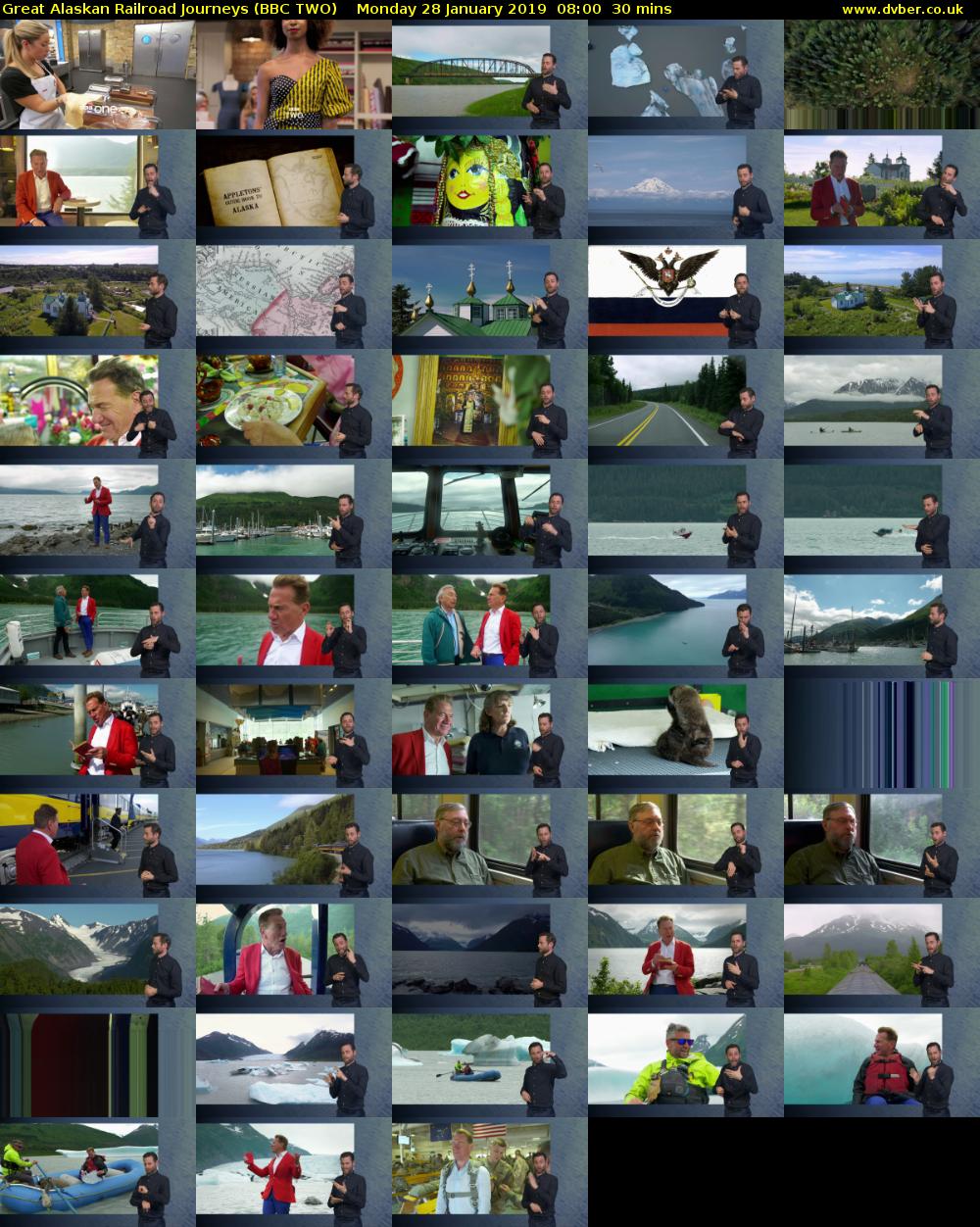 Great Alaskan Railroad Journeys (BBC TWO) Monday 28 January 2019 08:00 - 08:30