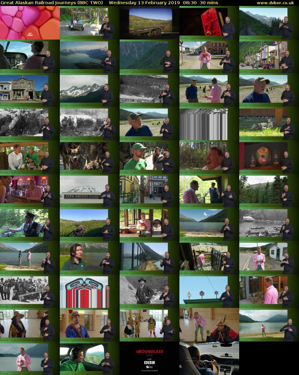 Great Alaskan Railroad Journeys (BBC TWO) Wednesday 13 February 2019 08:30 - 09:00