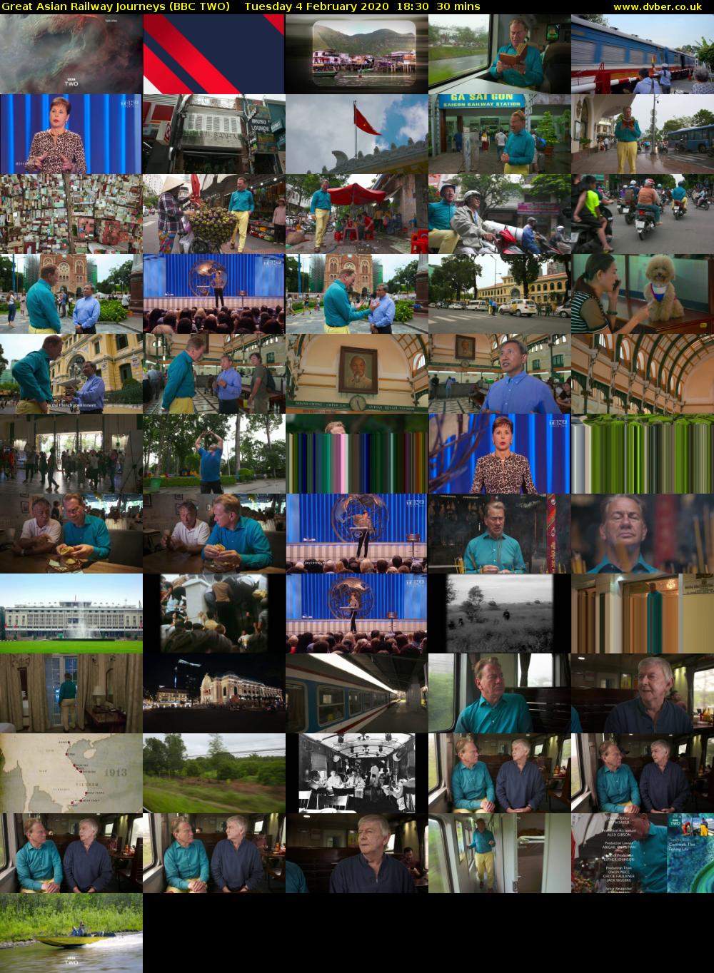 Great Asian Railway Journeys (BBC TWO) Tuesday 4 February 2020 18:30 - 19:00