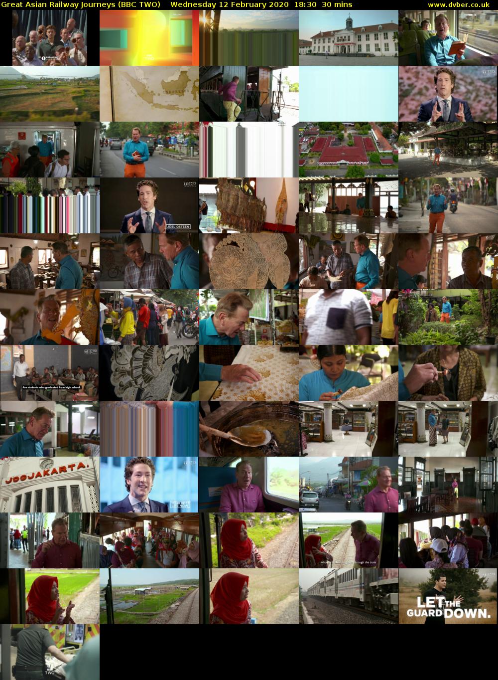Great Asian Railway Journeys (BBC TWO) Wednesday 12 February 2020 18:30 - 19:00