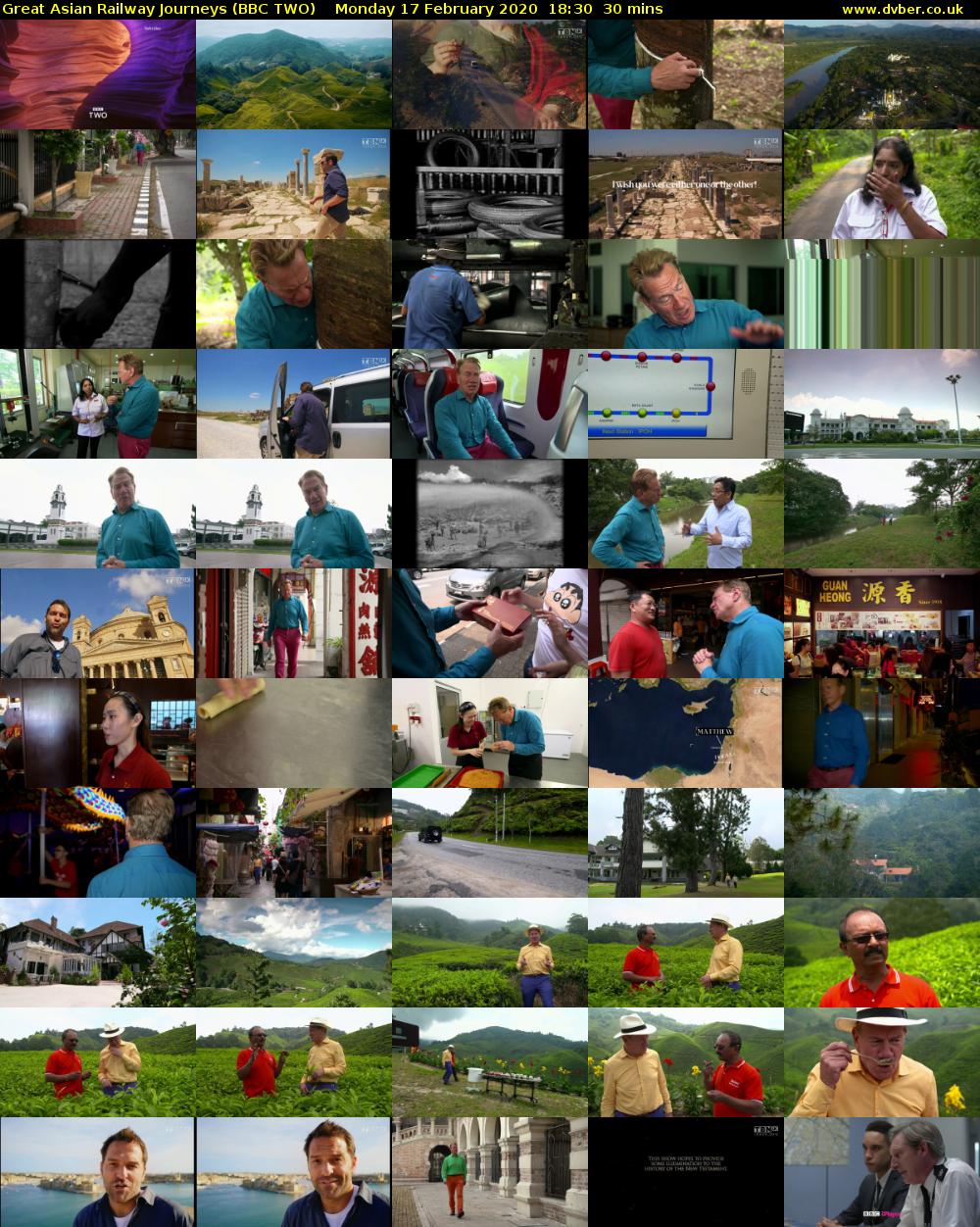 Great Asian Railway Journeys (BBC TWO) Monday 17 February 2020 18:30 - 19:00