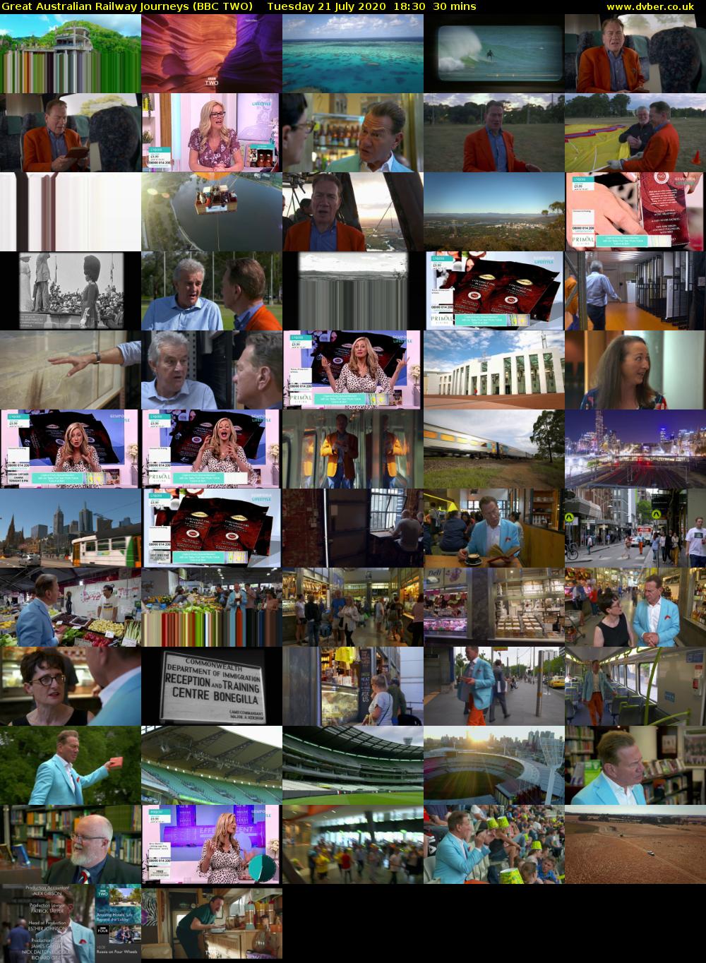 Great Australian Railway Journeys (BBC TWO) Tuesday 21 July 2020 18:30 - 19:00