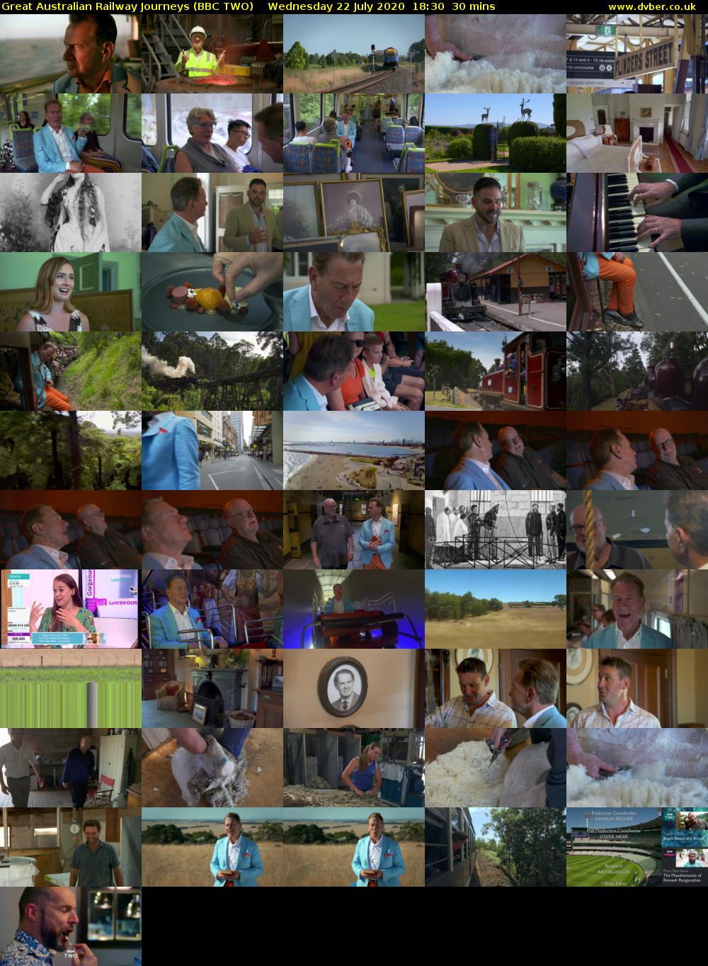 Great Australian Railway Journeys (BBC TWO) Wednesday 22 July 2020 18:30 - 19:00