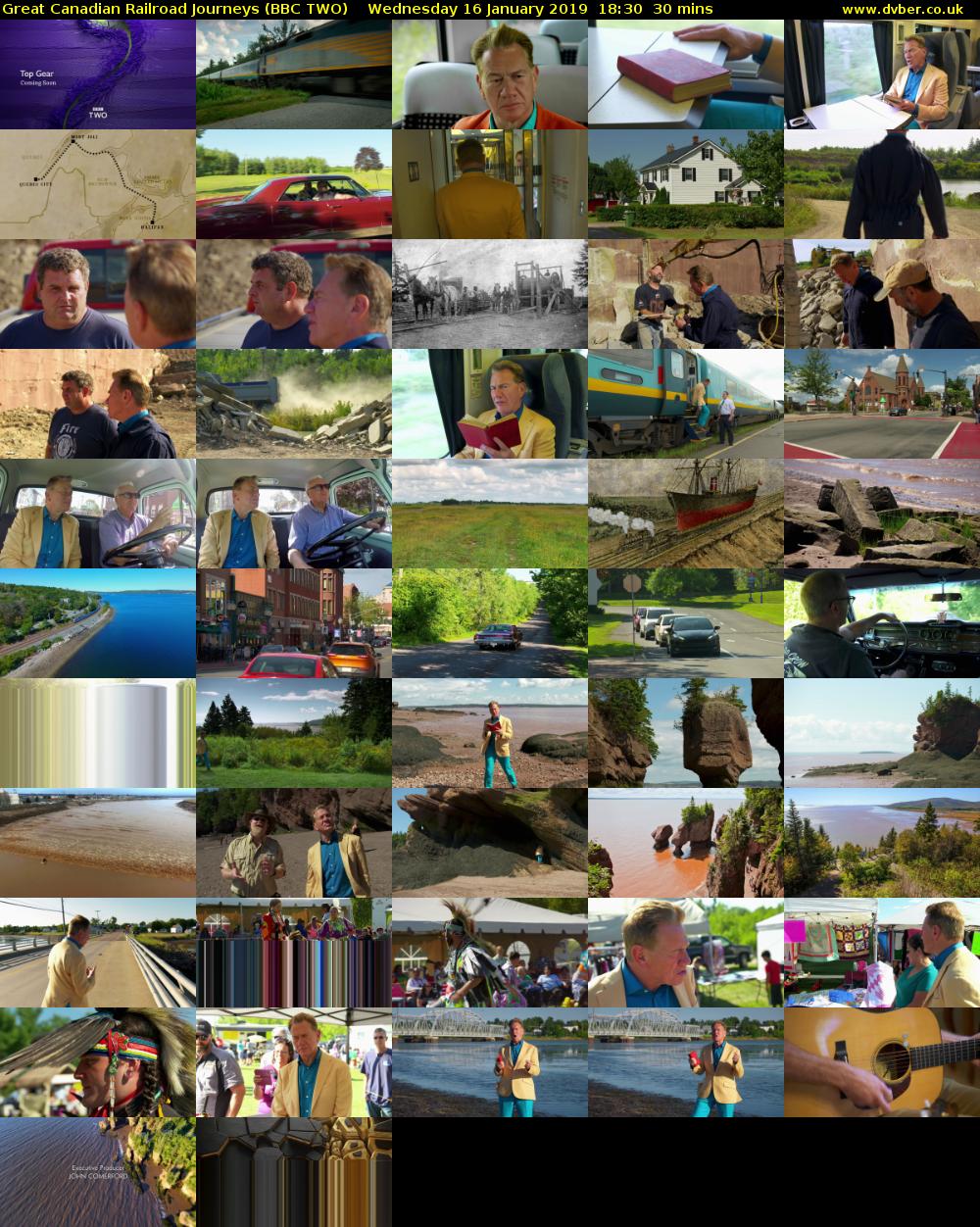 Great Canadian Railroad Journeys (BBC TWO) Wednesday 16 January 2019 18:30 - 19:00
