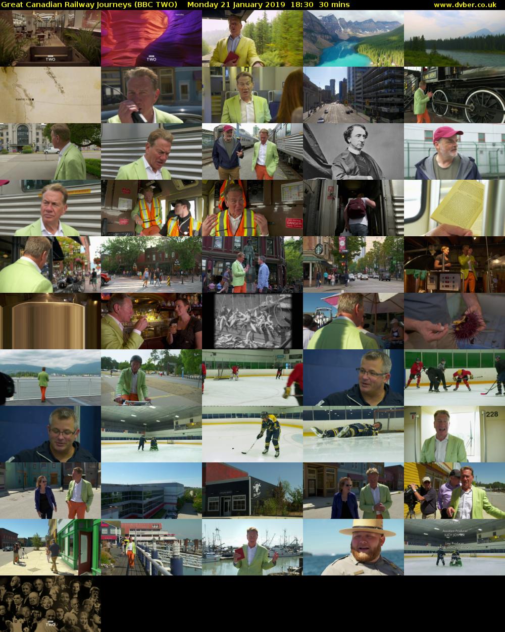 Great Canadian Railway Journeys (BBC TWO) Monday 21 January 2019 18:30 - 19:00