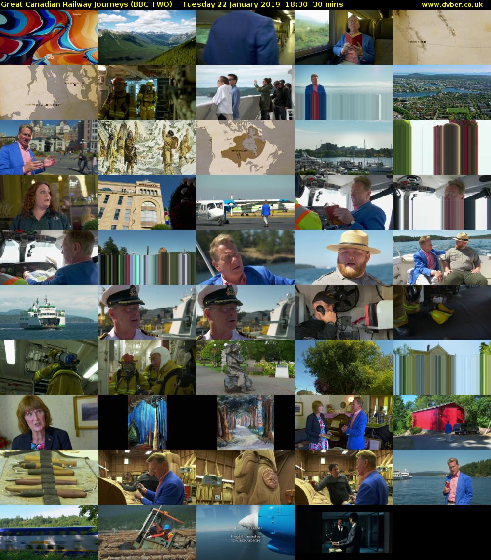 Great Canadian Railway Journeys (BBC TWO) Tuesday 22 January 2019 18:30 - 19:00