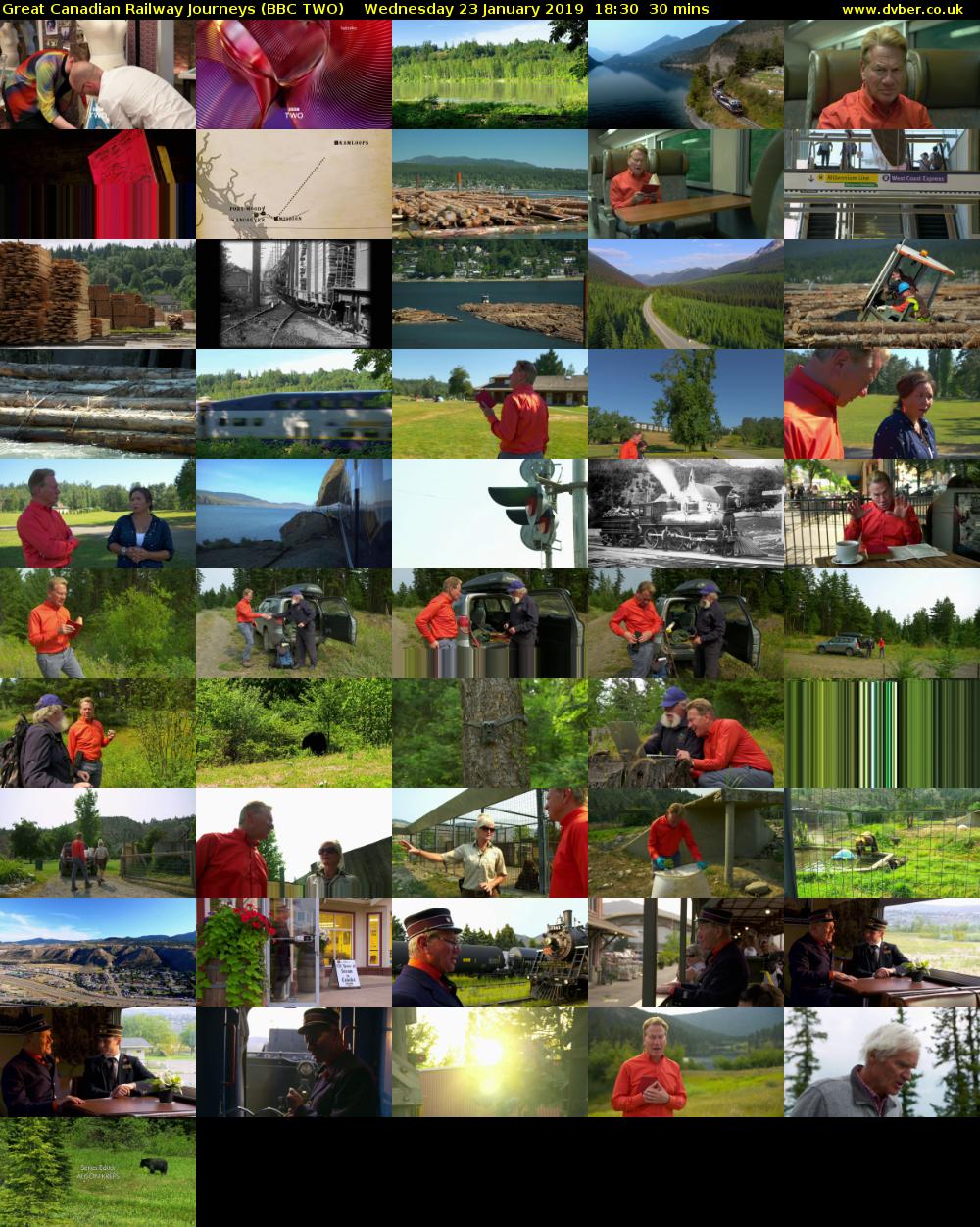 Great Canadian Railway Journeys (BBC TWO) Wednesday 23 January 2019 18:30 - 19:00