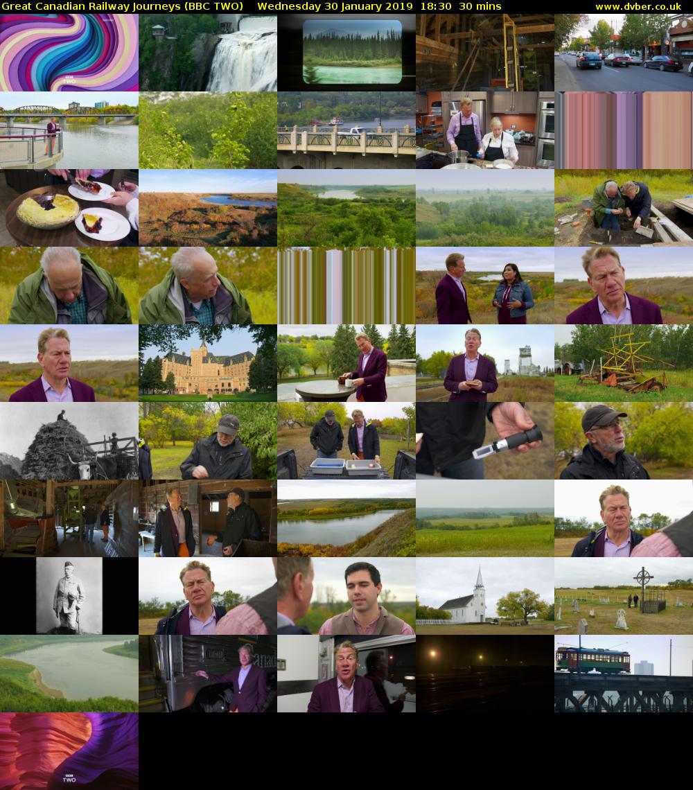 Great Canadian Railway Journeys (BBC TWO) Wednesday 30 January 2019 18:30 - 19:00