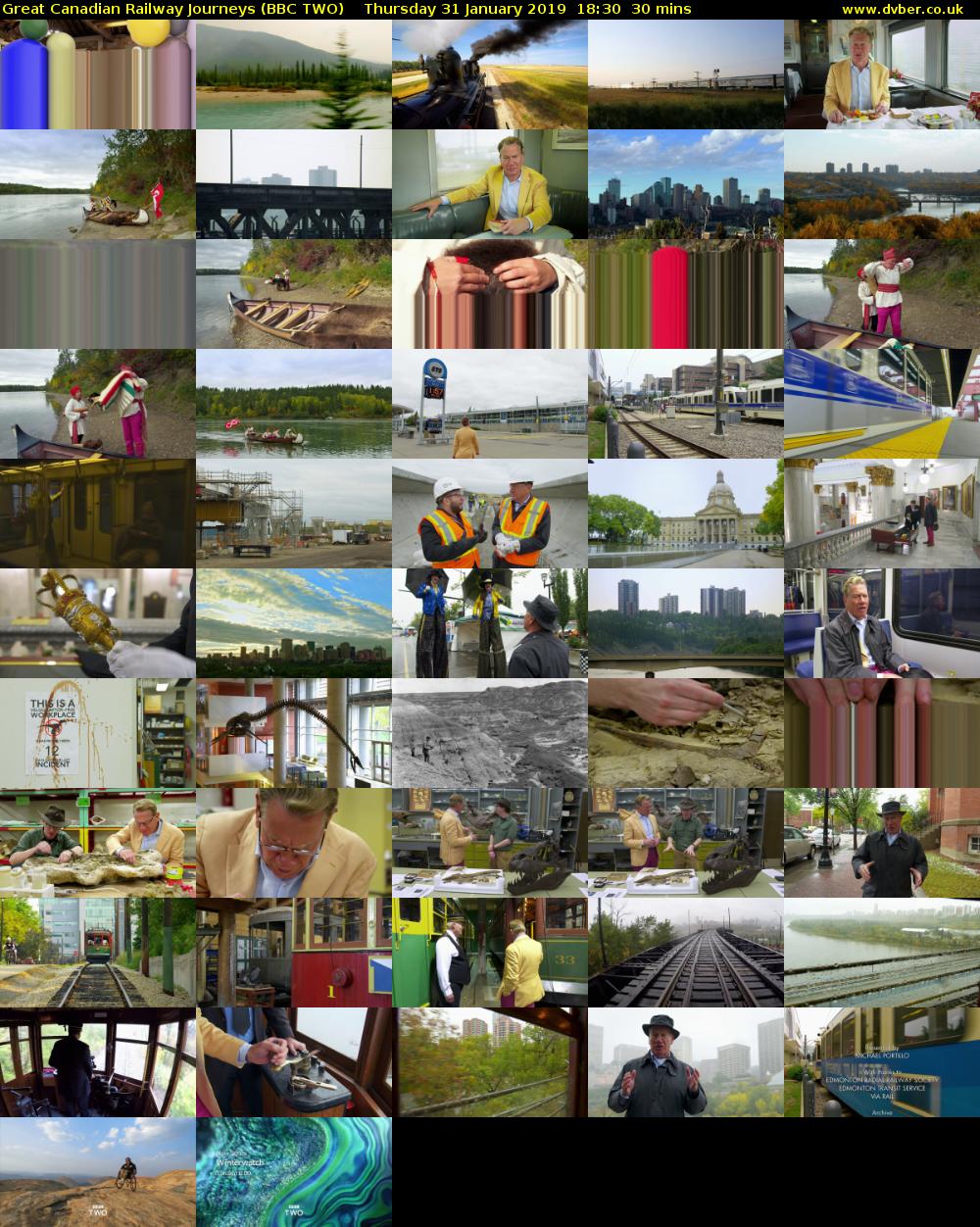 Great Canadian Railway Journeys (BBC TWO) Thursday 31 January 2019 18:30 - 19:00