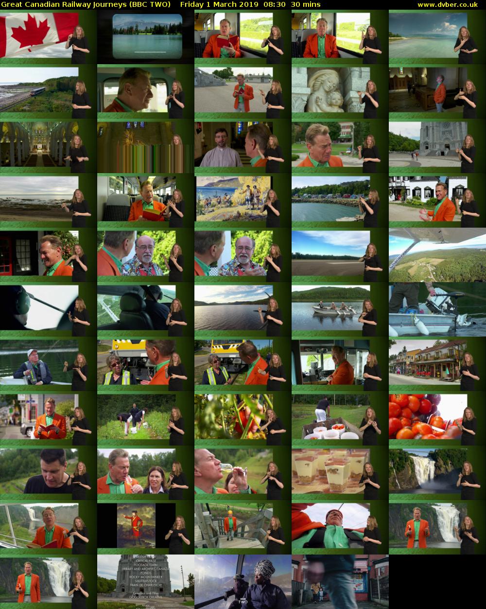 Great Canadian Railway Journeys (BBC TWO) Friday 1 March 2019 08:30 - 09:00