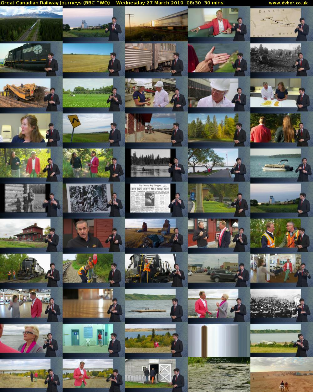Great Canadian Railway Journeys (BBC TWO) Wednesday 27 March 2019 08:30 - 09:00