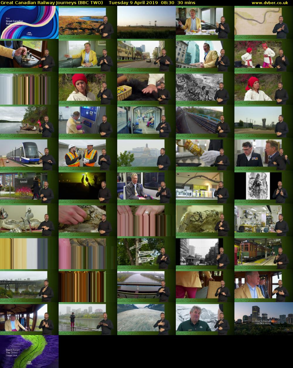 Great Canadian Railway Journeys (BBC TWO) Tuesday 9 April 2019 08:30 - 09:00