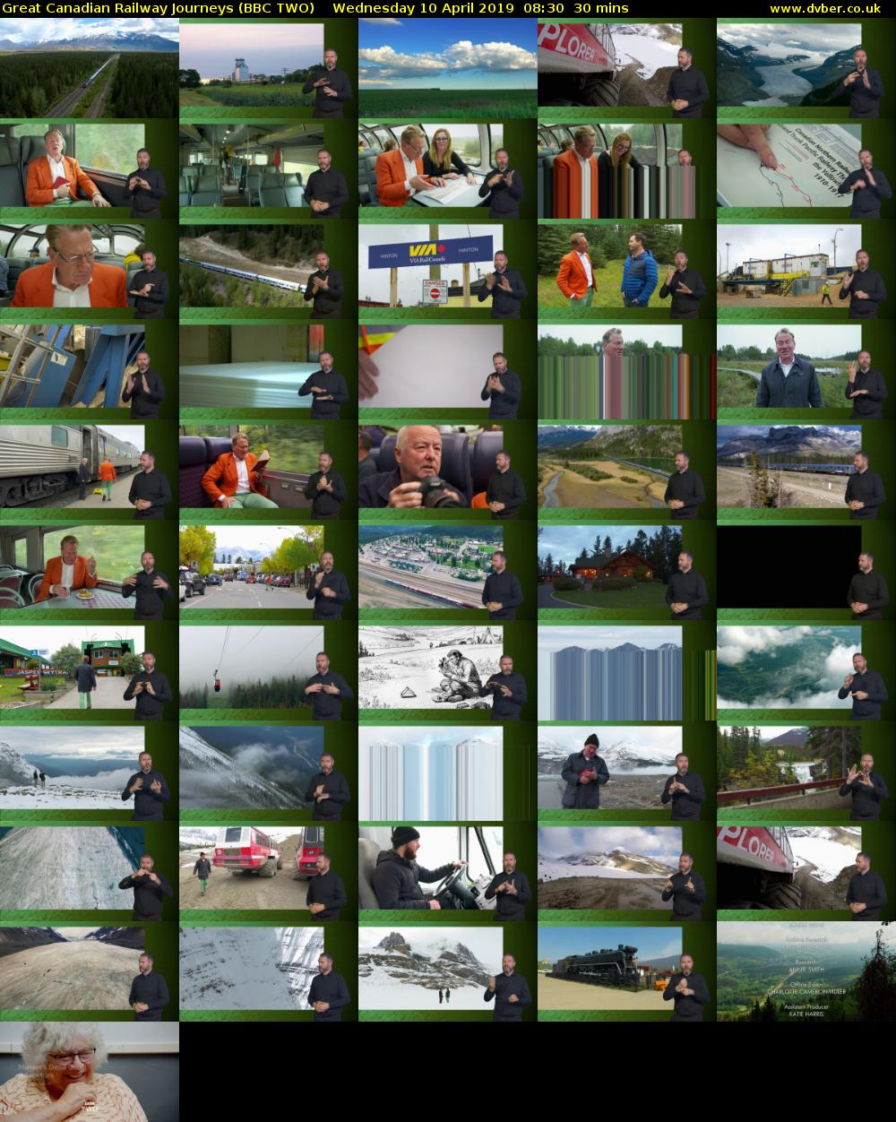 Great Canadian Railway Journeys (BBC TWO) Wednesday 10 April 2019 08:30 - 09:00