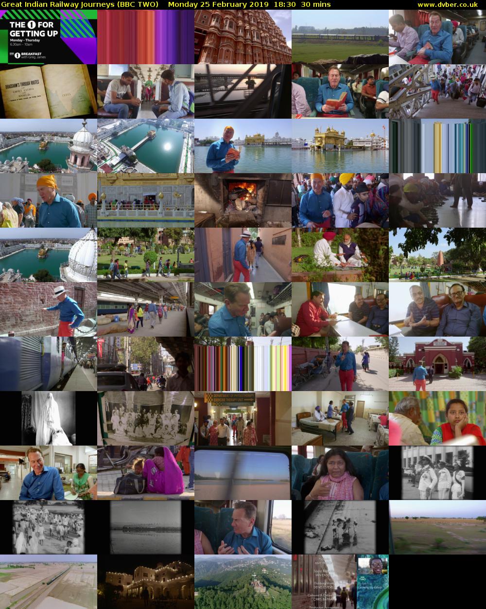Great Indian Railway Journeys (BBC TWO) Monday 25 February 2019 18:30 - 19:00