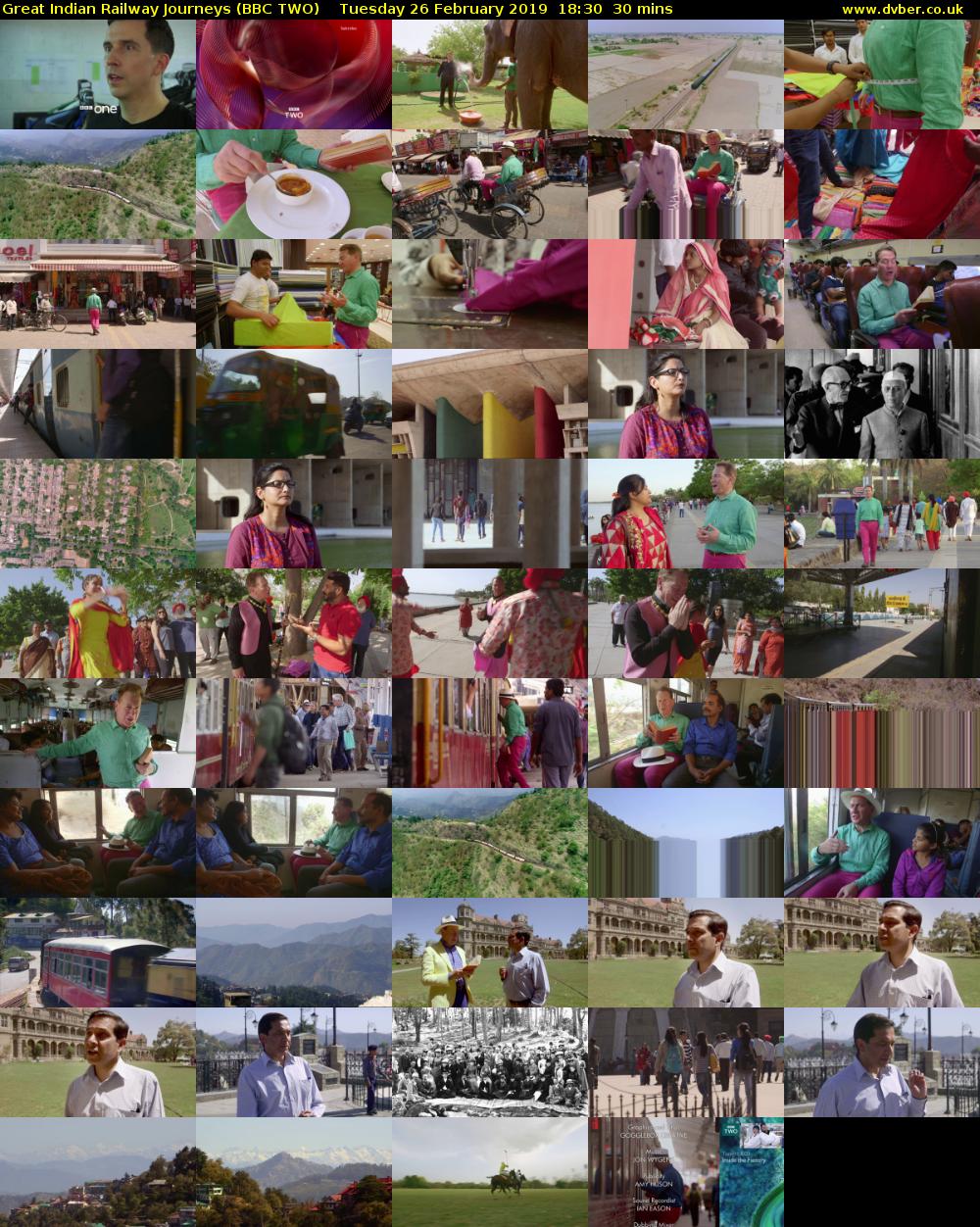 Great Indian Railway Journeys (BBC TWO) Tuesday 26 February 2019 18:30 - 19:00