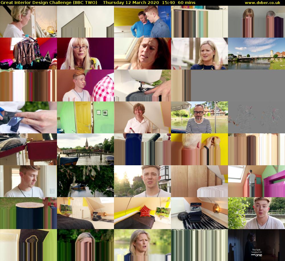 Great Interior Design Challenge (BBC TWO) Thursday 12 March 2020 15:40 - 16:40