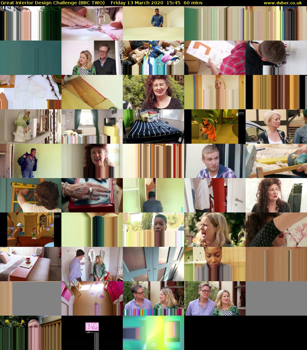 Great Interior Design Challenge (BBC TWO) Friday 13 March 2020 15:45 - 16:45