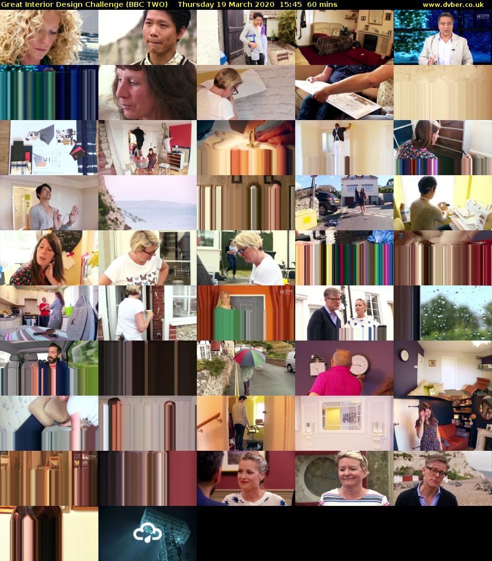 Great Interior Design Challenge (BBC TWO) Thursday 19 March 2020 15:45 - 16:45