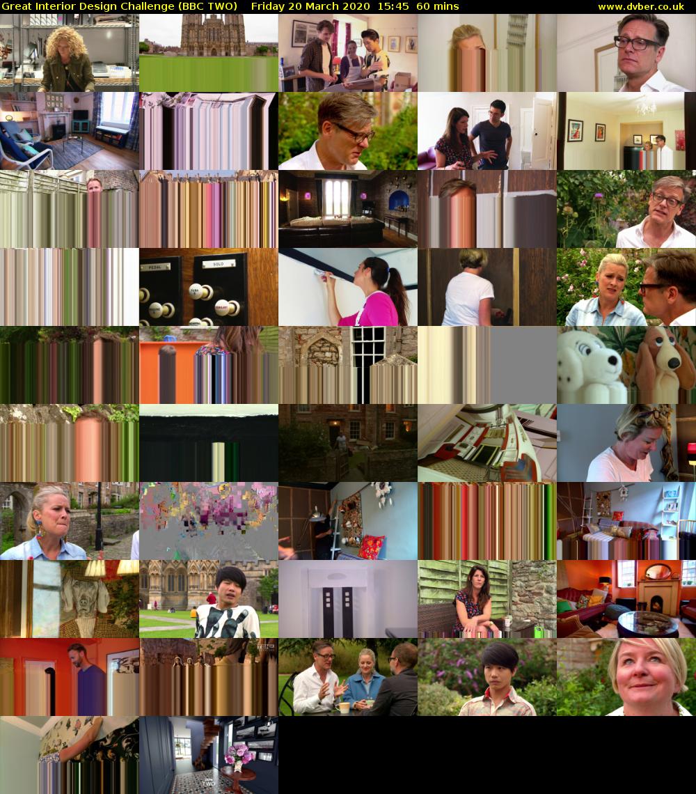 Great Interior Design Challenge (BBC TWO) Friday 20 March 2020 15:45 - 16:45