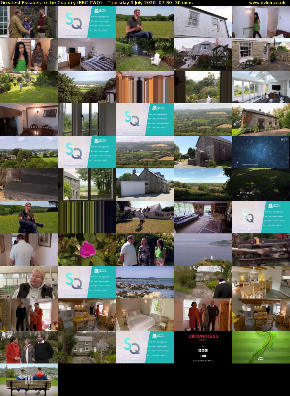 Greatest Escapes to the Country (BBC TWO) Thursday 9 July 2020 07:30 - 08:00