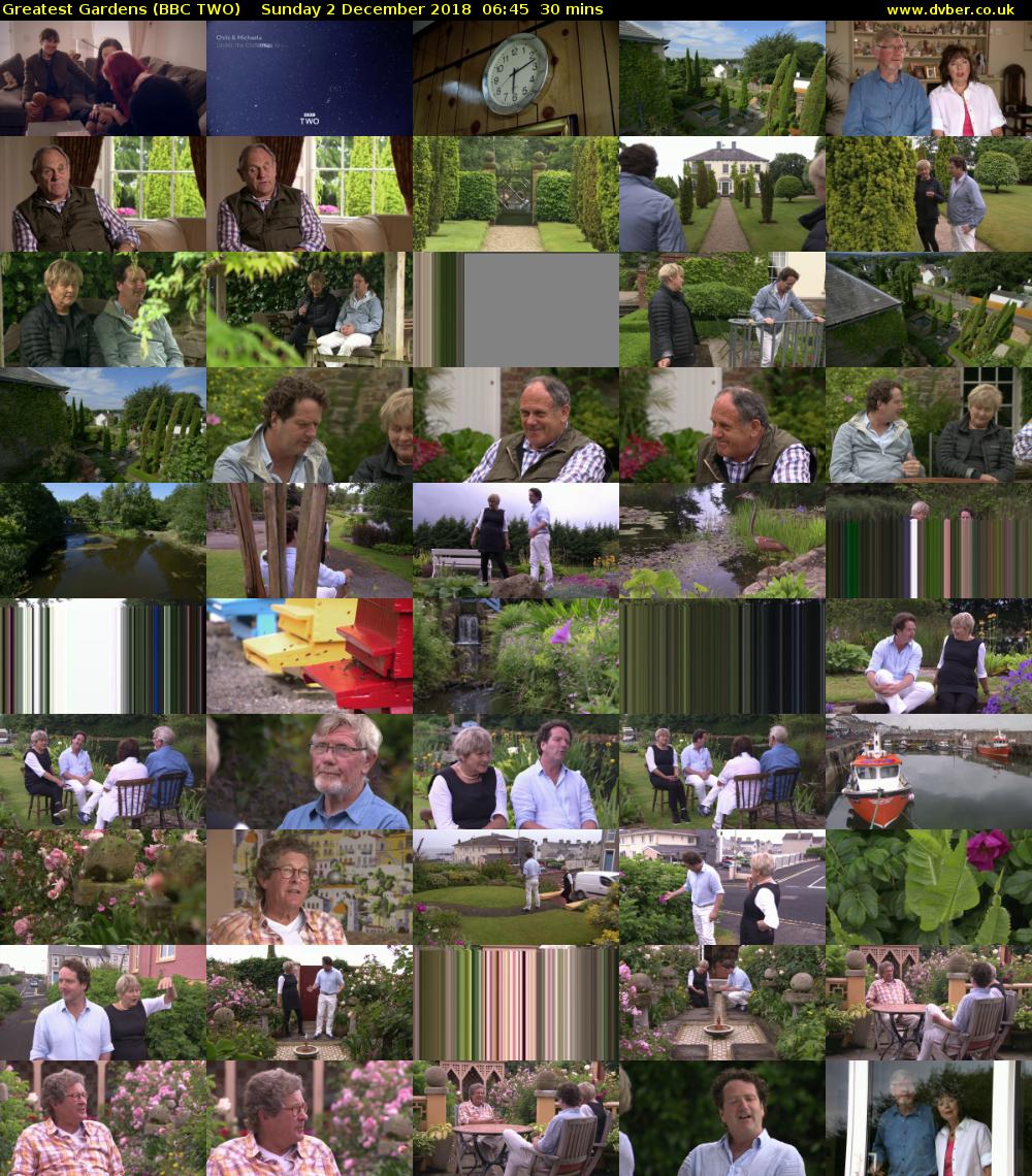 Greatest Gardens (BBC TWO) Sunday 2 December 2018 06:45 - 07:15