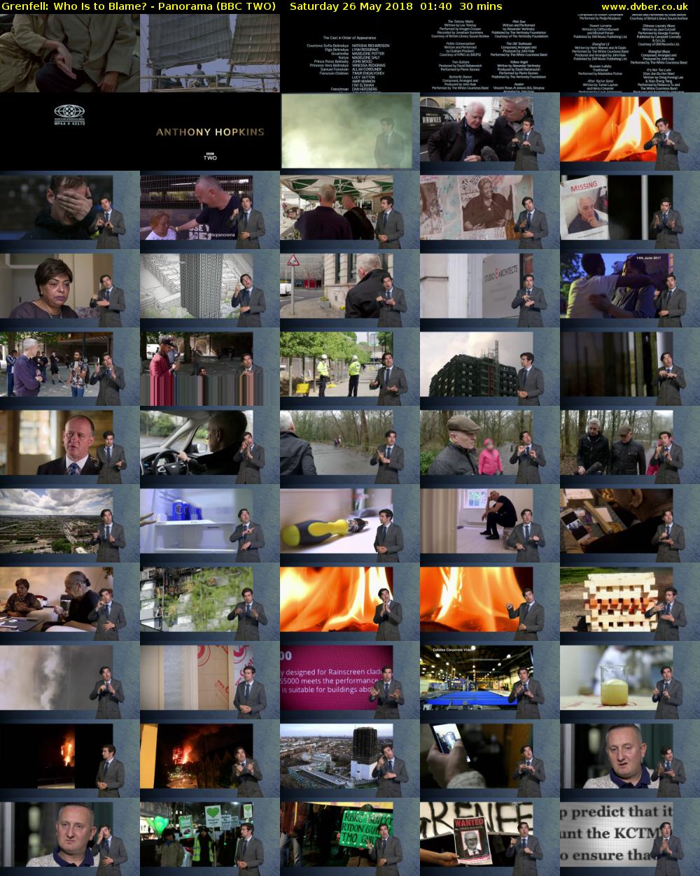 Grenfell: Who Is to Blame? - Panorama (BBC TWO) Saturday 26 May 2018 01:40 - 02:10