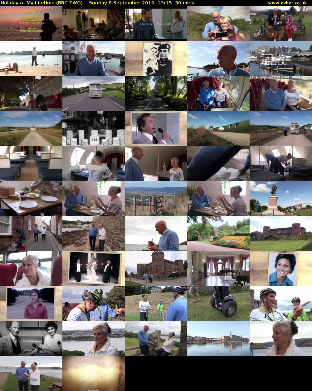 Holiday of My Lifetime (BBC TWO) Sunday 8 September 2019 13:15 - 13:45