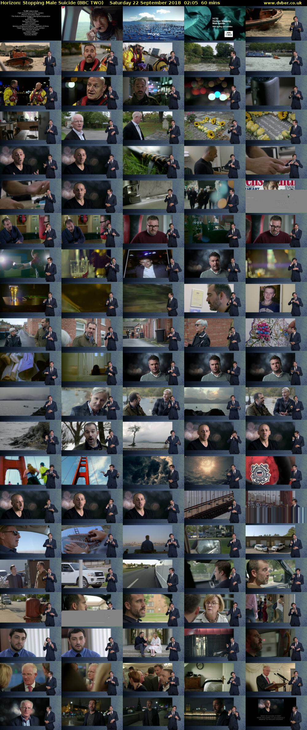 Horizon: Stopping Male Suicide (BBC TWO) Saturday 22 September 2018 02:05 - 03:05