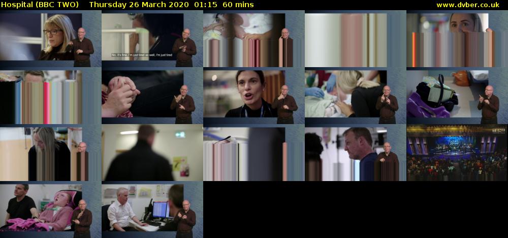 Hospital (BBC TWO) Thursday 26 March 2020 01:15 - 02:15