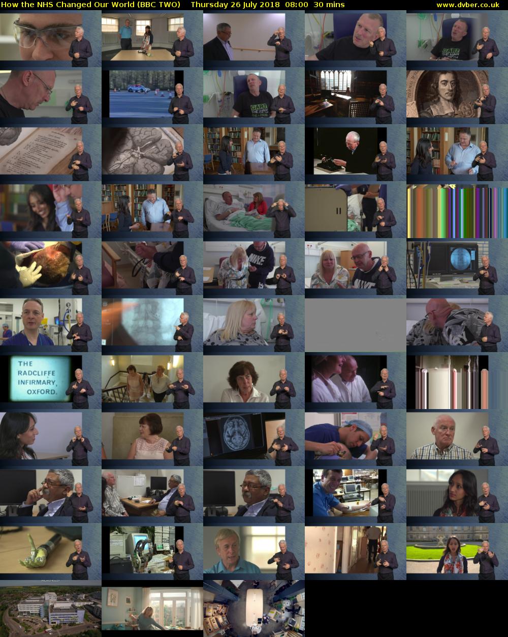 How the NHS Changed Our World (BBC TWO) Thursday 26 July 2018 08:00 - 08:30