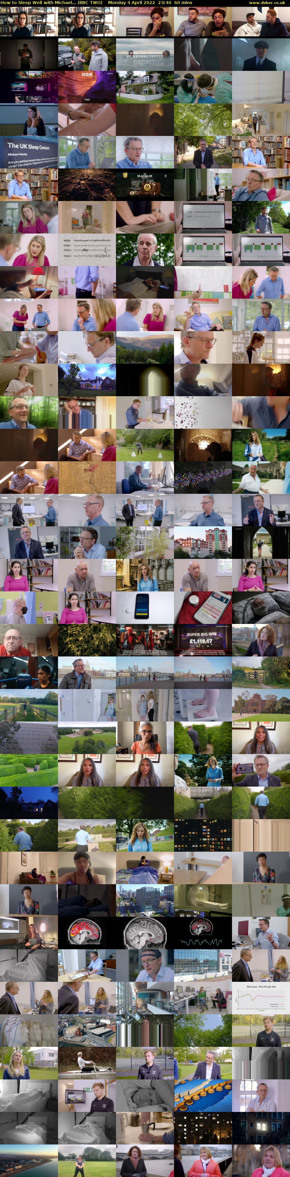 How to Sleep Well with Michael... (BBC TWO) Monday 4 April 2022 23:40 - 00:40