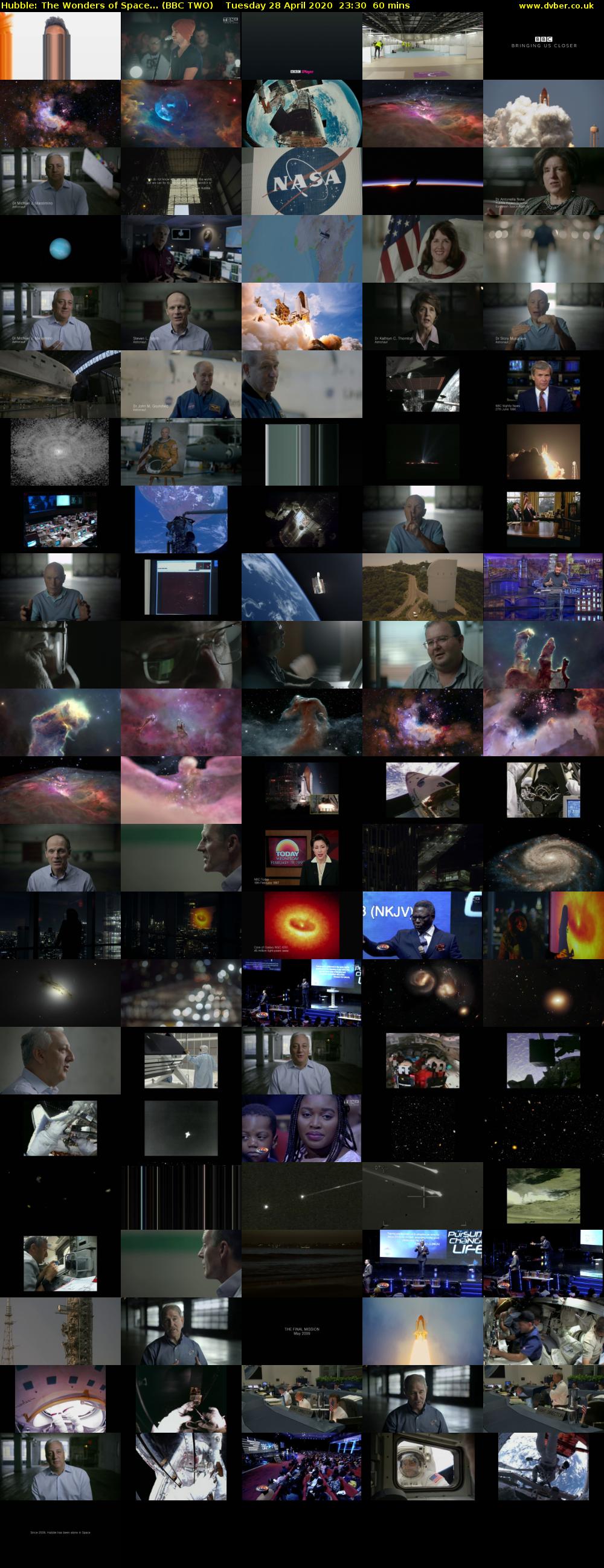 Hubble: The Wonders of Space... (BBC TWO) Tuesday 28 April 2020 23:30 - 00:30