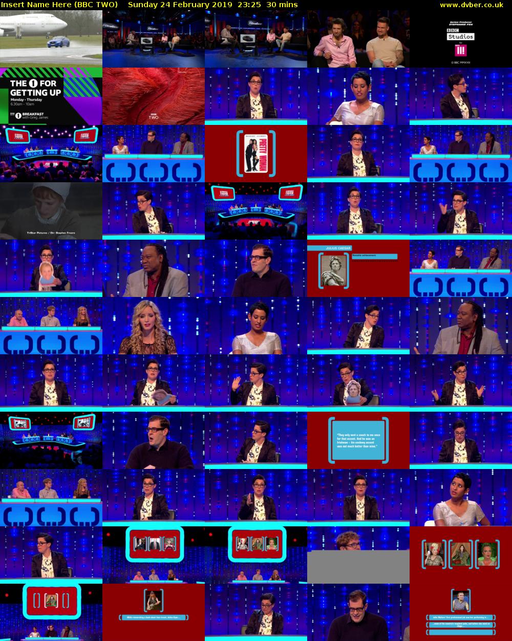 Insert Name Here (BBC TWO) Sunday 24 February 2019 23:25 - 23:55