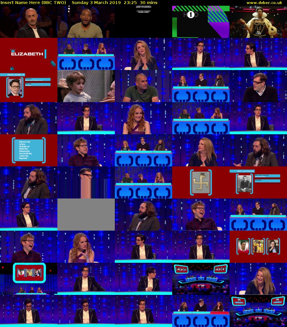 Insert Name Here (BBC TWO) Sunday 3 March 2019 23:25 - 23:55